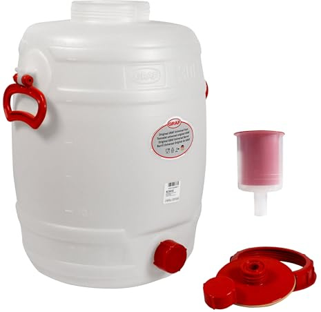 Graf Getränkefässer Saftfässer Kunststoffässer 10-500 Liter (Graf Getränkefass Rund 30 Liter mit Gärspund)