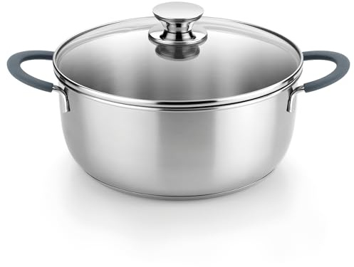 BRA Master | Cacerola 20 cm, Acero Inoxidable | Acero Inoxidable, Sin Antiadherente, Sin PFOA, Apta para todo tipo de Cocinas, Asas Acero Inoxidable recubiertas de Silicona