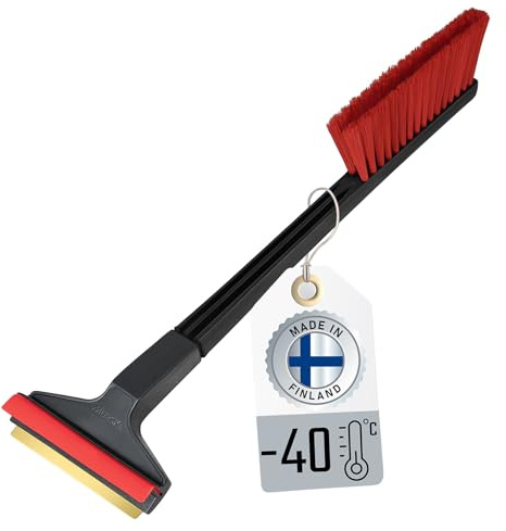 Eiskratzer Auto mit Besen Murska Eiskratzer Messing 420mm Messingklinge Schneebesen Auto Schneebürste Schneefeger Auto Winter Schnee Bürste Feger lang Original Finnland (L&P A056 Schwarz Rot)