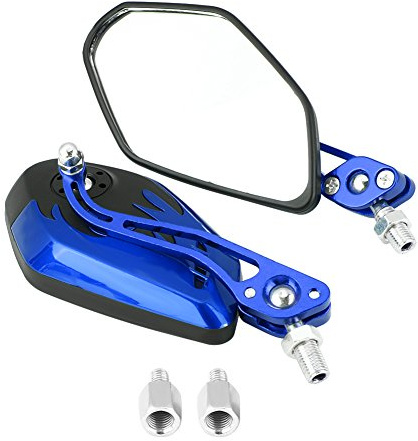 Seitenspiegel Roller-Seitenspiegel Motorrad Motorrad Spiegel Rückspiegel Motorrad Bar Ende Seite Rückspiegel Motorradspiegel 1 Paar Universal Motorrad Roller Aluminium Flammenmuster Seite Rü