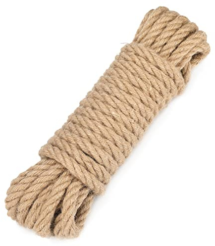 jijAcraft 12mm Sisal Seil zum Basteln: Natur Dicke Hanfseil Kokosseil 10m Kordel für Katzen Kratzbaum Jute Tau Geflochten für Kletternetz, Seil Baum Anbinden für Umzugskartons, Wasserschildkröten