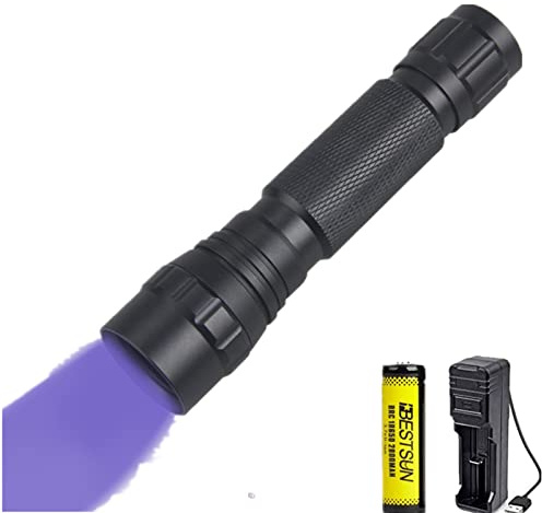 365nm Ultraviolet Light Torch UV Black Light Flashlight Professional for Detecting Minerals Diamond Scorpions Document Verification Fluoresces in Cosmetics(Rechargeable)