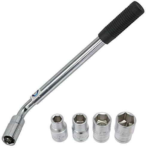 SPARES2GO Clé à douille extensible pour écrou de roue 10 mm 13 mm 17 mm 19 mm