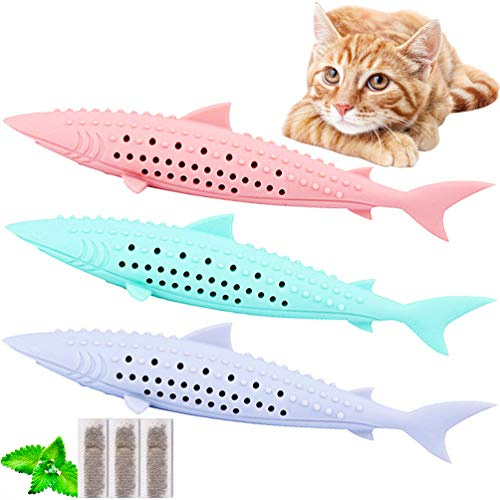 Sharp Chat Brosse à Dents, 3 bâtons Jouet interactif Dentaire Chat,Molaire en Silicone à Mâcher pour Le Nettoyage des Dents de,Jouet de Nettoyage des Dents pour Chat Chaton