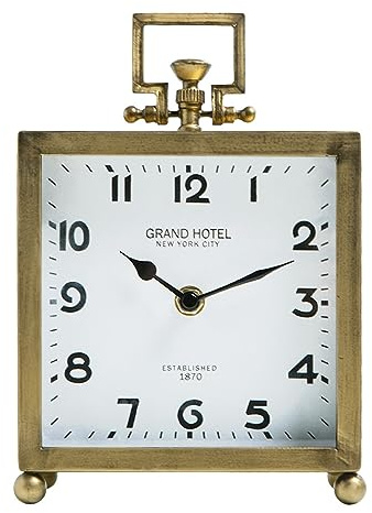 NIKKY HOME Goldene Tischuhr, leise, Nicht tickend, klassisch, batteriebetrieben, dekorativer Kaminsims, Schreibtischregal, Uhr für Wohnzimmer-Dekor