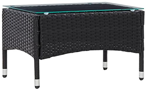 vidaXL Couchtisch Beistelltisch Teetisch Gartentisch Tisch Rattantisch Balkontisch Loungetisch Gartenmöbel Schwarz 60x40x36cm Poly Rattan