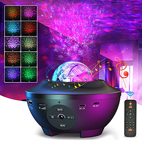 Devan Galaxy Light Projector Star Projector Ocean Wave LED Night Light Lamp with Remote Control Colors Changing Music Bluetooth Speaker Timer for Baby.