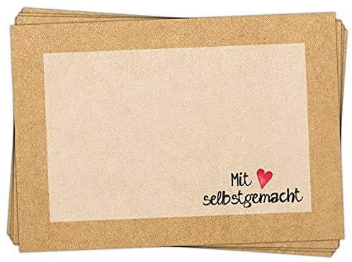 Logbuch-Verlag 25 Etiketten Mit Liebe selbstgemacht zum Beschriften - blanko Aufkleber 7,4 x 5,2 cm Marmeladen