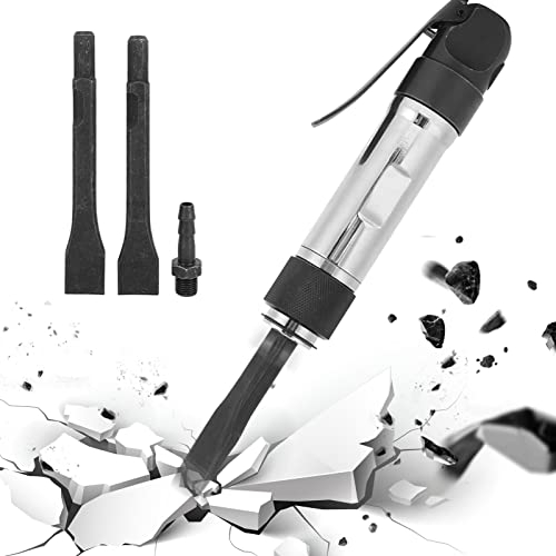 Martello ad aria con manico dritto in lega di alluminio EVTSCAN, con 2 set di scalpelli, 1,5 J/min, per riparazione automobilistica, lavorazione dei metalli, edilizia o lavorazione del legno, CZ2