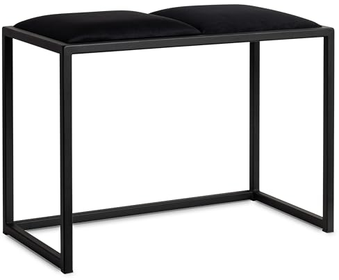 FERRO modern design Handgefertigt Sitzbank Schwarz 64,5cm - Loft Stil Kleine Garderobe Bank - Eine stilvolle Bank für Ihren Flur