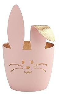 Gift Company Madras, Windlicht, M, Motiv: Hase mit Knickohr, pastellrosa/Gold