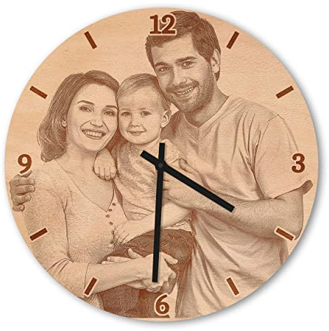 Orologio da Parete con Foto, Orologi da Parete Personalizzato, Orologi da Parete Personalizzato Foto Testo per Regalo Decorativo Anniversario Matrimonio Compleanno Della Madre Padre (Rotonda 30 cm)