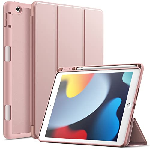 JETech Fodral för iPad 10,2 Tum 2021/2020/2019 Modeller (9:e/8:e/7:e Generationen) med Pennhållare, Smal Tablett Case med Mjuk TPU Tillbaka, Auto Väckning/Sömn (Rosa Guld)