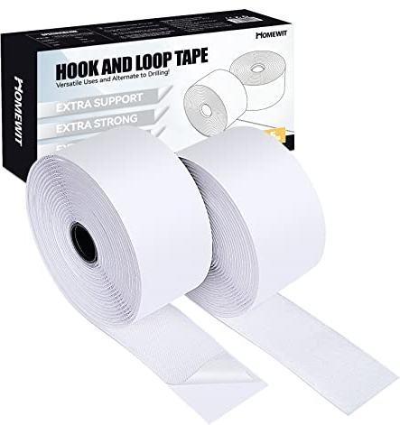 Homewit Faburo Hook Loop Autoadesivo Bianco extra forte 50 mm di larghezza 5 metri di lunghezza,extra forte, extra stabile, bianco