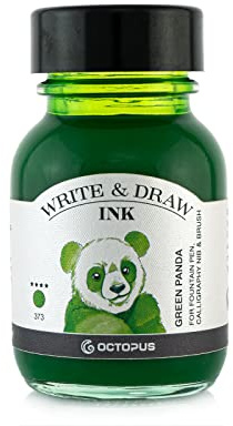 Octopus Write and Draw Ink 373 Green Panda, wasserfeste Tinte zum Schreiben und Zeichnen, Kalligraphietinte, lichtechte Zeichentusche für Füllhalter, grün, 50 ml | Pigmentierte Zeichentusche für Füllhalter, Glasfeder und Pinsel, wasserfest, wischfest, lichtecht und vegan