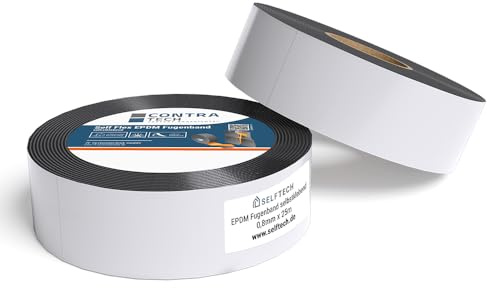 Selbstklebendes EPDM Fugenband als Montagehilfe - schwarzes Dichtungsband für Fassadenprofile | Stärke 0,8mm / Länge 25m (60mm)
