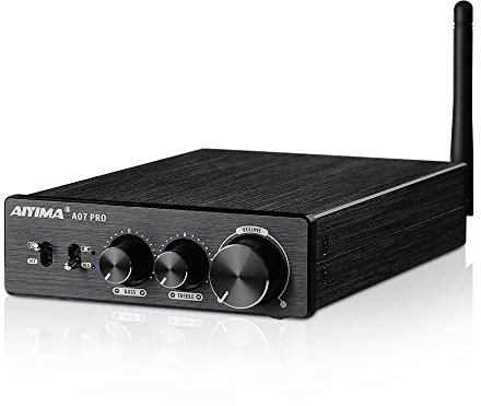 AIYIMA A07PRO TPA3255 Mini-Leistungsverstärker 2.0/2.1-Kanal-Audioverstärker 300 W x 2 Klasse D Hi-Fi-Stereo-Vollverstärker QCC304X Bluetooth 5.2-Desktop-Verstärker mit Höhen- und Bassregelung