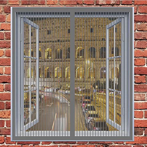 Insektenschutztür Fliegenschutz 130 x 85 cm Insektenschutzgitter Kein Bohren Kinderleichte Montage Fenster-Fliegengitter Für Alle Fenster Bis, Grau