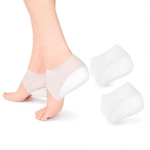 Beavorty Fersenerhöhung Unsichtbar - Silikon Einlegesohlen 2cm, Weiß Atmungsaktiv Absatzerhöhung Socken, Gel Fersenkissen Höhenerhöhung Erhöhungseinlagen für Herren Damen Gelkissen