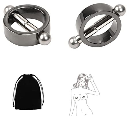 Round Magnetic Nipple Clamps, Nipple Clips Non Piercing for Daily Wearing Nipple Jewelry Surgical Steel Nipple Clips Sexual Pleasure