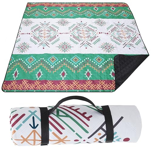 Hayisugal Picknickdecke 200x200 cm Stranddecke Sandfrei Wasserdicht Campingdecke Waschbar Strandunterlage Tragbare Picknickdecke für Strand,Picknick,Wandern,Park,Reisen, Boho J, 200 x 200 cm