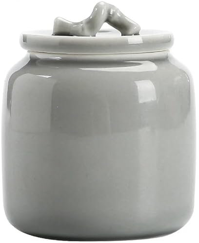 SFANIIX Stash Jar Container Celadon Tea Caddy Ice Grey Glazed Ceramic Kung Fu Tea Set Japanese Style Portable Travel Tea Caddy Tea Storage Tea Container Vintage Storage Jars