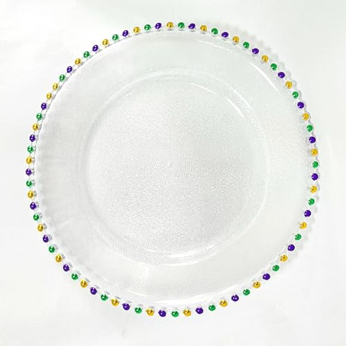 CN.JIAHE13inch Plastic Acrylic Colour Beaded Back texture Charger Plate, Set of 8, Charger Plates for Dinner,Wedding,Party,Event Decoration. (Acrylic Colour Beaded)