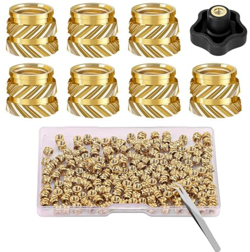 200 Pezzi Inserti Filettati, M3 Inserto Filettato Molto Resistenti Filettatura Femmina Zigrinatura Inclinata Inserti Dadi Zigrinati in Ottone Per Parti in Plastica e Stampe 3D