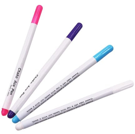 JCUGSBS 4 Stück Textilmarker Wasserlöslich, Verschwindende Trickmarker Nähen, Löschbaren Stoff Markier Stifte, Schneiderstift zum Quilten Schneiderei Lederhandwerk Markieren Tracing