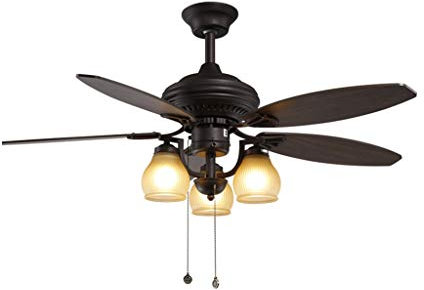 Ventilatore da Soffitto Ventilatore Cinese Luce Ventilatore Europeo in Legno Antico Lampadario Muto Ristorante Domestico con Ventilatore Elettrico (Colore : B Telecomando, Dimensioni : 52 Pollici)