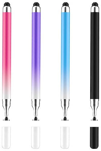 2 in 1 Stylus Pens for Touch Screens,4 Pack Gradient Color High Sensitivity Stylus Fine Point Stylu Pen for Smartphone and Tablets All Universal Touchscreen Devices(Pink+Purple+Blue+Black)