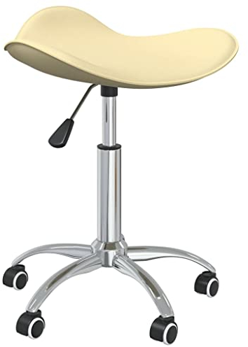 vidaXL Friseur Rollhocker Drehbar Höhenverstellbar Arbeitshocker Friseurhocker Drehhocker Praxishocker Kosmetikhocker Creme Kunstleder