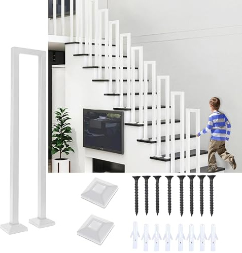 Treppengeländer Innen, U-Förmiger Treppengeländer, Handlauf Treppe, Geländer Treppe, Treppengeländer Außen, Handlauf Schwarz Geländer für Balkone Flure Wohnungen Villen (U-Weiß, 85CM)