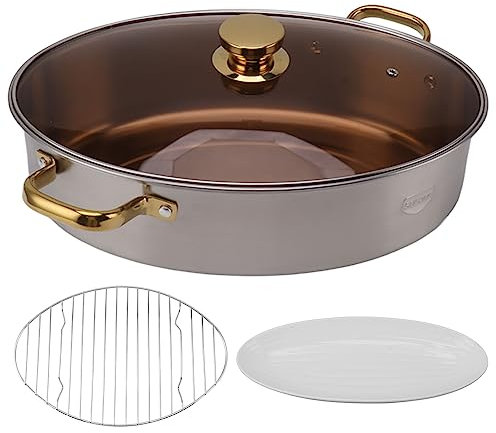Fisch-Dampftopf aus Edelstahl 304, einlagiger, verdickter Dampfgarer, ovales Mehrzweck-Kochgeschirr mit Gestell, Keramik-Pfanne, Futter-Suppentopf zum Dämpfen von Fisch, kochende
