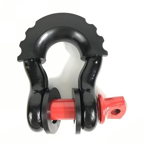 Abschleppseil Rostfreier 5/8 Zoll D-Ring-Schäkel mit Isolatoren und Unterlegscheiben, 19,5 Tonnen (42990 Pfund), maximale Bruchfestigkeit, 4x4-Abschlepphaken Synthetisches Windenseil-Kit(1pcs-Black)