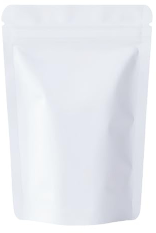 Mylar Bags,50 Pcs Resealable Bags White Foil Ziplock Food Bags Zip Seal Stand up,Smell Proof Bag Sealable,Mylar Bag 3.5 Heat Seal Packaging Baggies for Food Storage (White, 12x20cm - 50pcs)