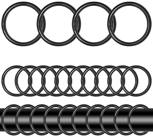 Lot de 24 anneaux de rideau de douche, noirs, anneaux de suspension pour rideaux de douche et rideaux de douche
