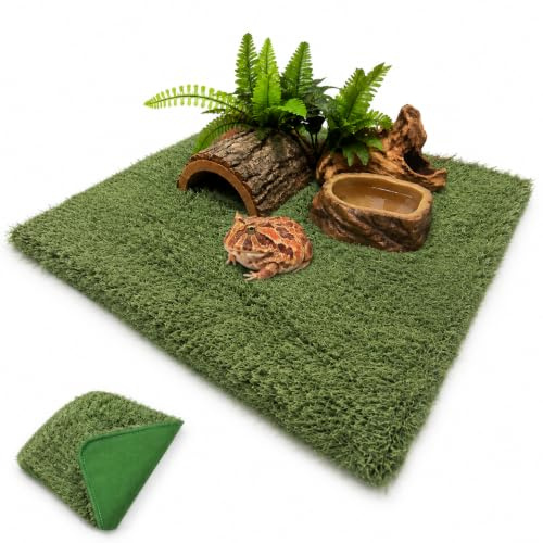Milisten 45x30 cm Moos Teppich für Reptilien, Feuchtigkeitsspendende Kunstrasen Matte, Terrarium Substrat für Schildkröten Amphibien und Hornfrösche
