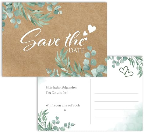 colortouch Save The Date Karten, 40 St Hochzeit Postkarten, Hochzeitsleinladungen Einladung Hochzeitsfeier Einladung Wedding Terminplanung, Kraft Papier Optik Design