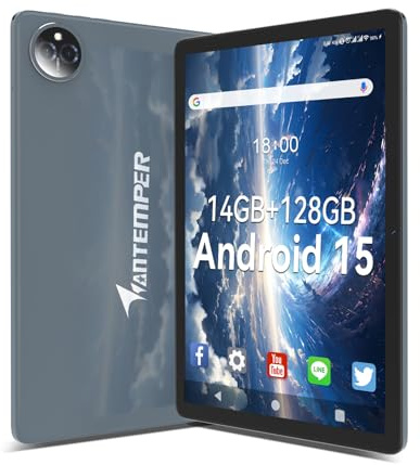 ANTEMPER 2026 Tablet 10 Zoll Android 15, 4G LTE Dual SIM+5G WLAN Tablets, 14GB RAM+128GB ROM(1TB TF), Tablet PC mit Octa-Core FHD 1280x800 Incell IPS, Face ID丨7000mAh丨GPS丨13MP+8MP丨Type-C丨GMS, Grau
