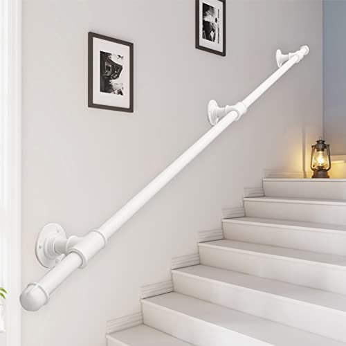 Pasamanos de pared para escalones al aire libre, barandillas de escalera de metal blanco, barra de agarre de seguridad de hierro forjado, barandilla de mano para uso en interiores y exteriores, 180 cm