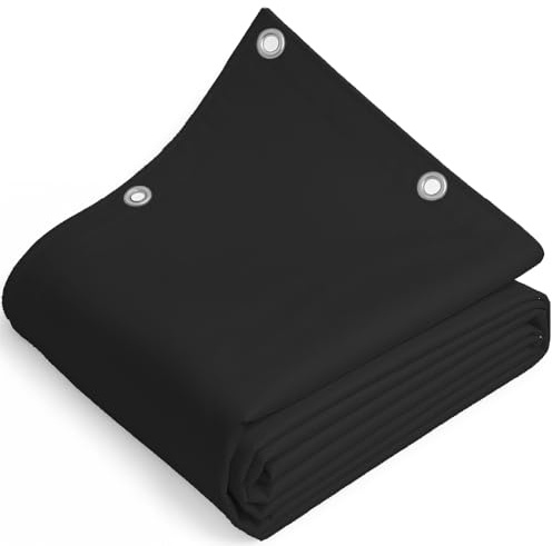TELOMERITI® - Telo/Telone in PVC 650gr/mq con Occhielli in Alluminio, Rinforzato, tipo da camion, Impermeabile, Copritutto Da Esterno, Vari Colori, Made in Italy (Nero, 5x6 Metri (30 MQ))