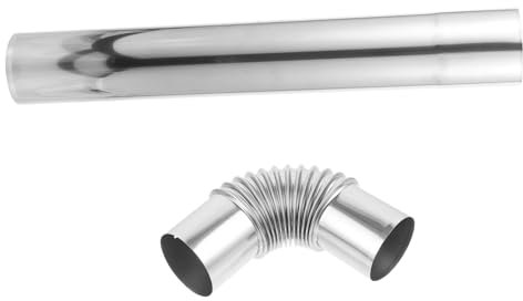 OSALADI Conduit de Fumée en Acier Inoxydable Raccord Coudé à 60° pour Évacuation, Installation Facile, Kit 1 Set Argenté pour Poêle et Cheminée
