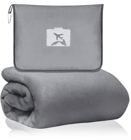 Coperta da viaggio Ultralight Warm – Aereo Gadgets 2 in 1 cuscino coperta (155 x 130 cm) – Coperta da viaggio ultraleggera per aeroplano, campeggio, auto gadget, ufficio e casa
