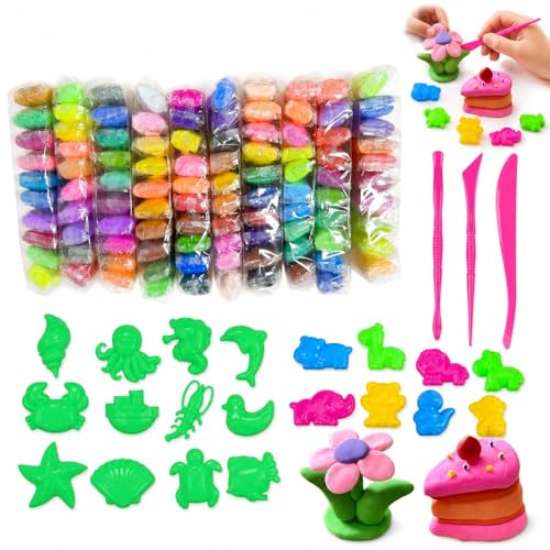 Modelliermasse Lufttrocknend Ton,Air Dry Clay Set,Modelliermasse Lufttrocknend 100 Farben Modelliermasse, Geschenk-Set (100 Farben)