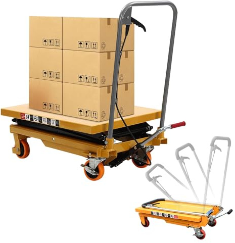 Tavolo Elevatore, Elevatore a Forbice, Carrello Idraulico, Carrello Elevatore Pieghevole, Piattaforma Elevatrice, per la Consegna di Magazzini,500kg