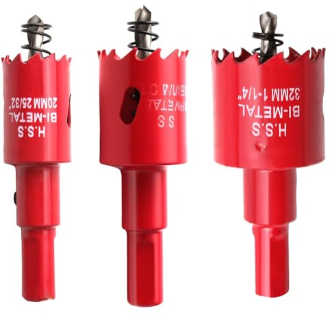 Bi-Metal Hole Saw Sets 3pcs 20mm 25mm 32mm M42 Holesaw Kit | Circular Hex Shank Thin Wall Impact Hole Cutter Drill Bit with Arbors for Wood Metal Pvc Copper Plaster Steel Plate Drywall