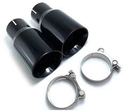 Silenziatore Terminale 1 PC Car Universale Acciaio Inox Nero Lucido Di Scarico Marmitta Punta Tubo Finale