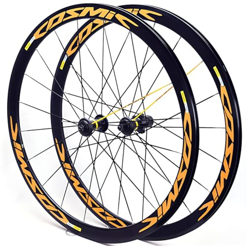 700C Rennrad-Laufradsatz Aluminiumlegierung 30/40/50mm Felgenhöhe C/V-Bremse Schnellspanner 100/130mm 20H-Naben Für 8/9/10/11-fach-Kassetten(Gold-Black,30mm)