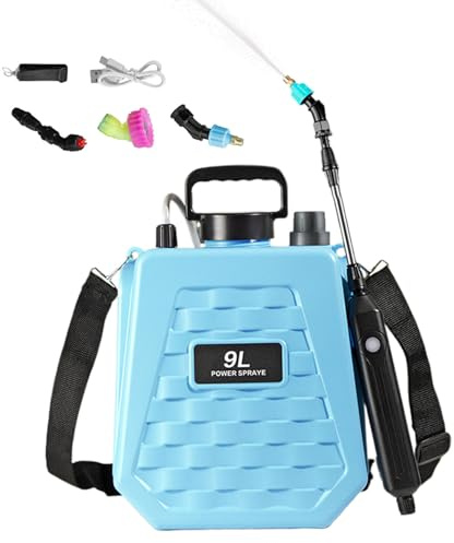 Yuemeuy Pulverizador de Mochila con Batería | Pulverizador para Exteriores con Batería Recargable - Tanque Portátil de Agua y Fertilizante con 2 Velocidades Ajustables para Agricultura, Césped,